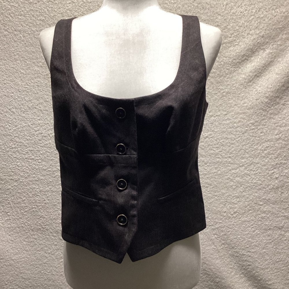Banana republic size 6 dark wool plaid vest